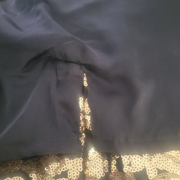 Gianni Bini Black & Gold Sequin‎ Halter Bodycon Dress Size 0 Zippered Party Wear - Picture 7 of 7